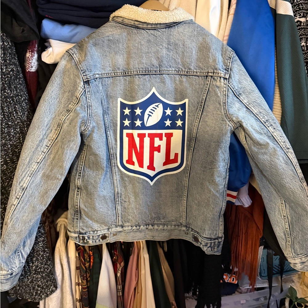 Levi's Blue Denim Sherpa Jacket with NFL Logo